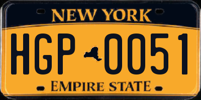 NY license plate HGP0051