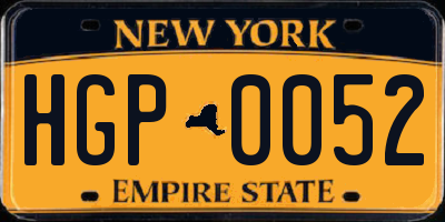 NY license plate HGP0052