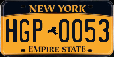 NY license plate HGP0053