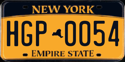 NY license plate HGP0054