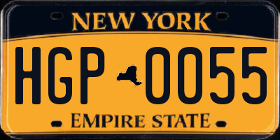 NY license plate HGP0055