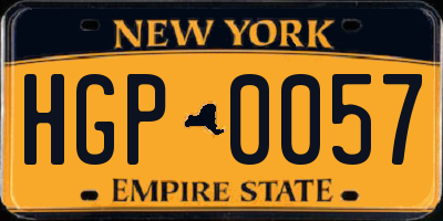 NY license plate HGP0057