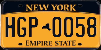 NY license plate HGP0058