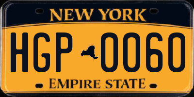 NY license plate HGP0060