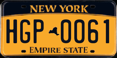 NY license plate HGP0061