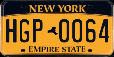 NY license plate HGP0064