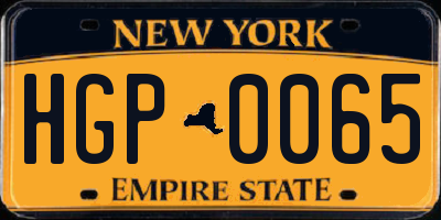 NY license plate HGP0065