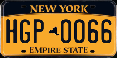 NY license plate HGP0066