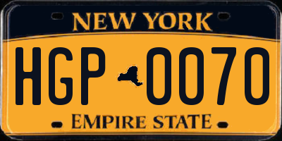 NY license plate HGP0070