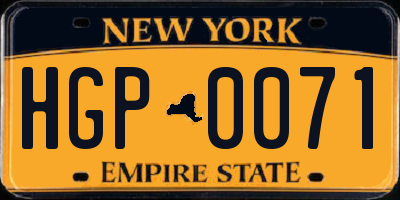 NY license plate HGP0071