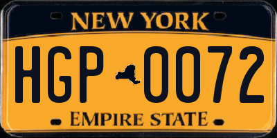 NY license plate HGP0072