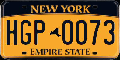 NY license plate HGP0073