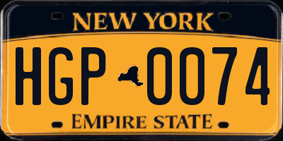 NY license plate HGP0074