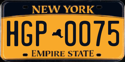 NY license plate HGP0075