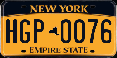 NY license plate HGP0076