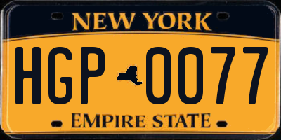 NY license plate HGP0077