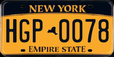 NY license plate HGP0078