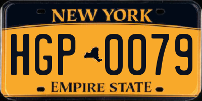 NY license plate HGP0079