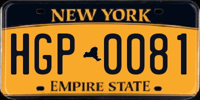 NY license plate HGP0081