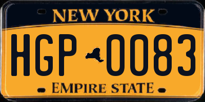 NY license plate HGP0083