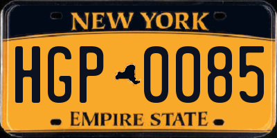 NY license plate HGP0085