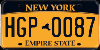 NY license plate HGP0087