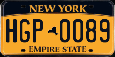 NY license plate HGP0089