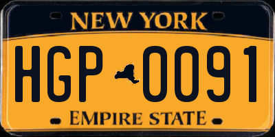 NY license plate HGP0091