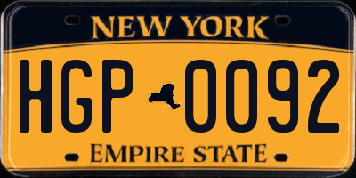 NY license plate HGP0092