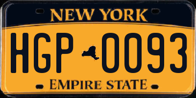 NY license plate HGP0093