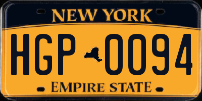 NY license plate HGP0094