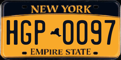 NY license plate HGP0097