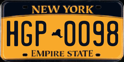 NY license plate HGP0098