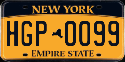 NY license plate HGP0099