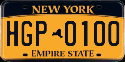 NY license plate HGP0100