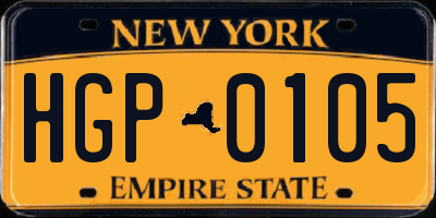 NY license plate HGP0105