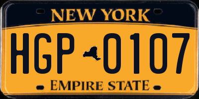 NY license plate HGP0107