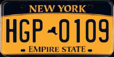 NY license plate HGP0109