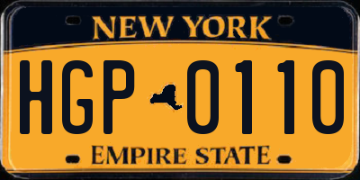 NY license plate HGP0110