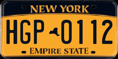 NY license plate HGP0112