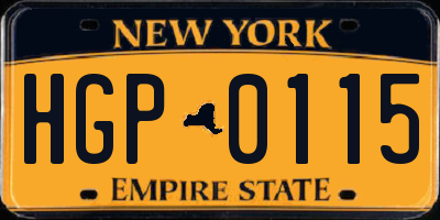 NY license plate HGP0115