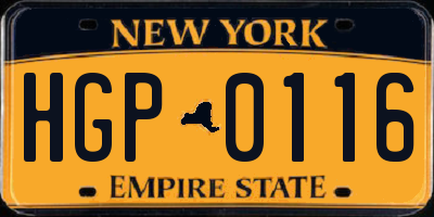 NY license plate HGP0116