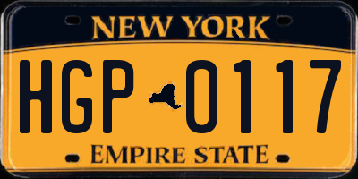 NY license plate HGP0117