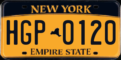 NY license plate HGP0120