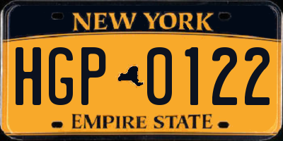 NY license plate HGP0122