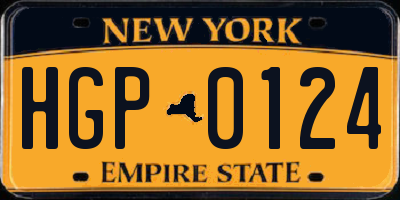 NY license plate HGP0124