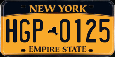 NY license plate HGP0125