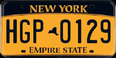 NY license plate HGP0129