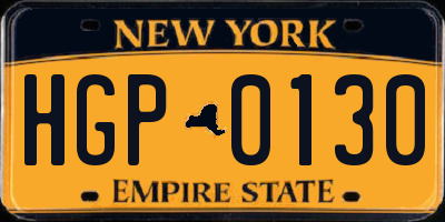 NY license plate HGP0130