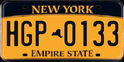 NY license plate HGP0133